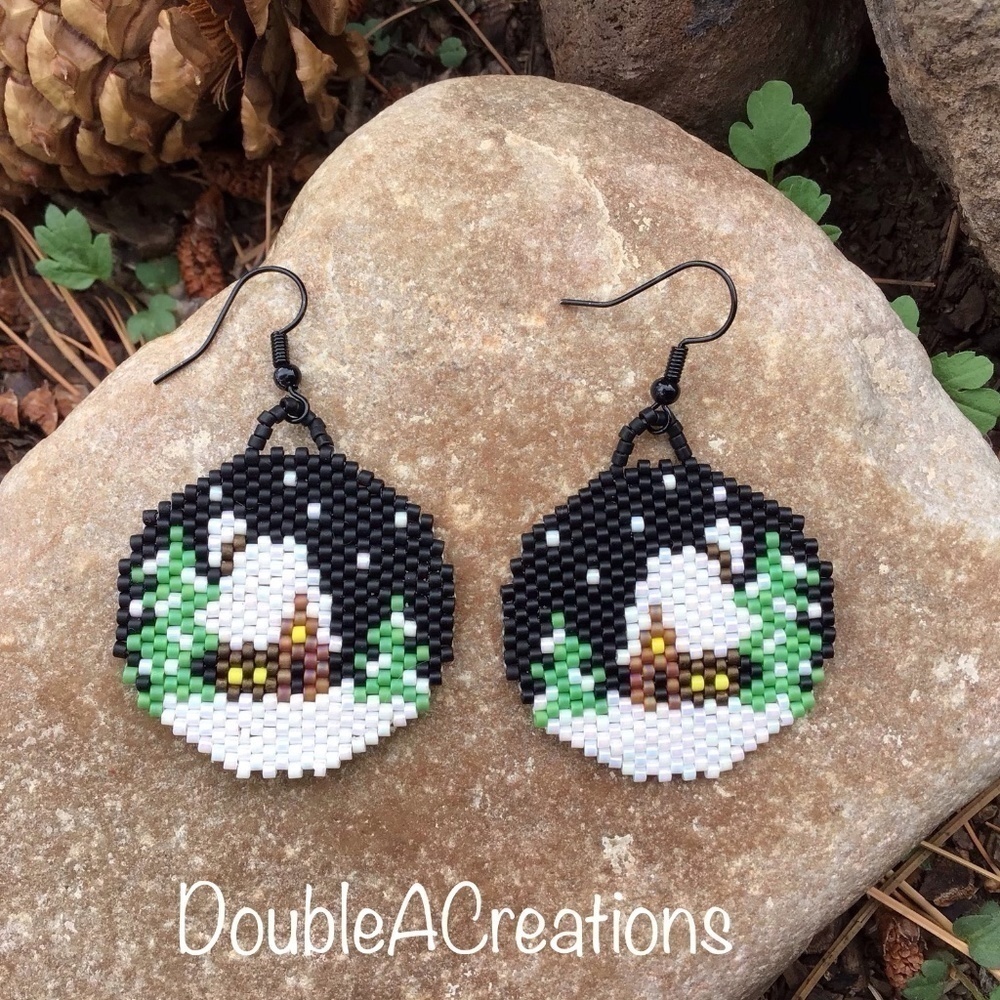 WINTER Cabin Beaded Earrings